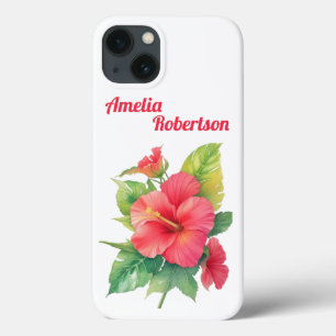Pink Hibiscus Flower Personalised Phone Case