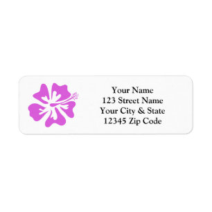 Pink hibiscus flower return address labels