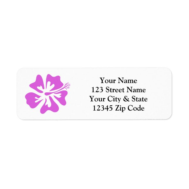 Pink hibiscus flower return address labels (Front)