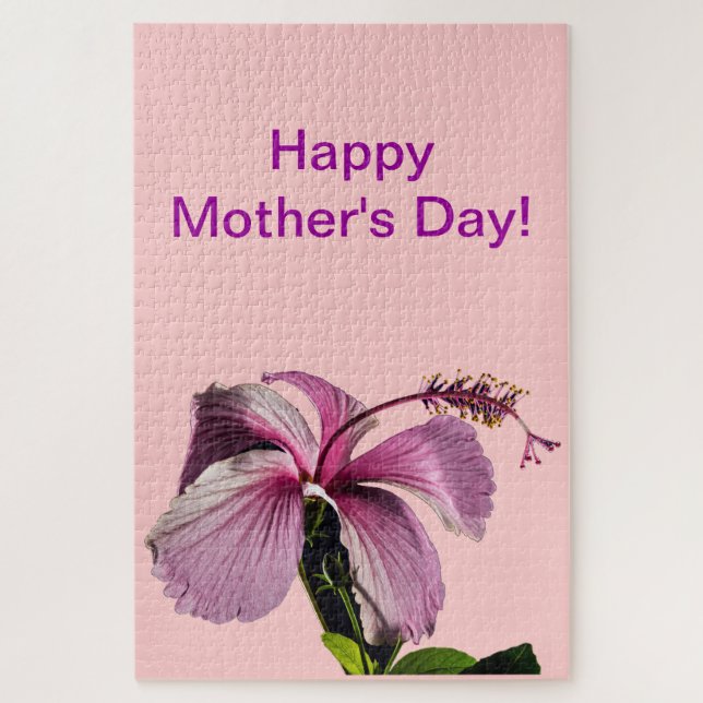 Pink Hibiscus Flower Side View Mother's Day Jigsaw Puzzle (Vertical)