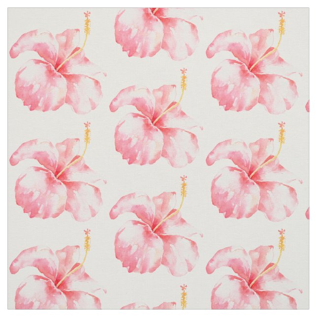 Pink Hibiscus Flowers Fabric (Swatch)