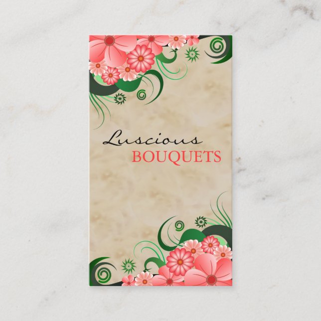 Pink Hibiscus Flowers Floral Business Cards (Front)