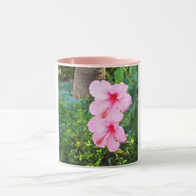 Pink Hibiscus flowers Mug (Center)