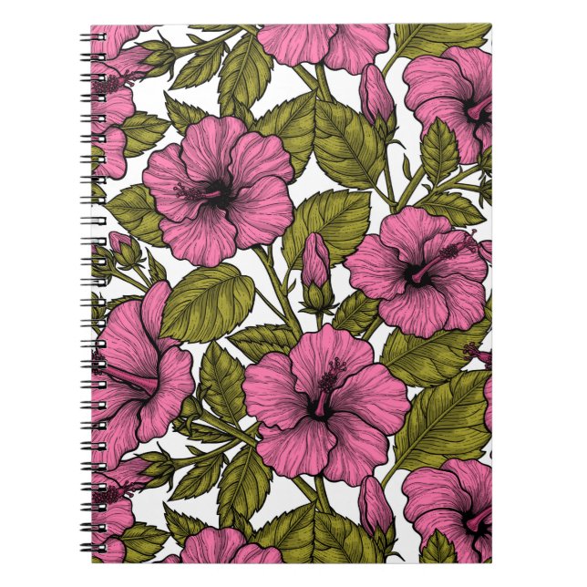 Pink hibiscus flowers notebook (Front)