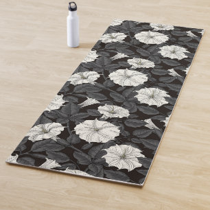 Pink hibiscus flowers yoga mat