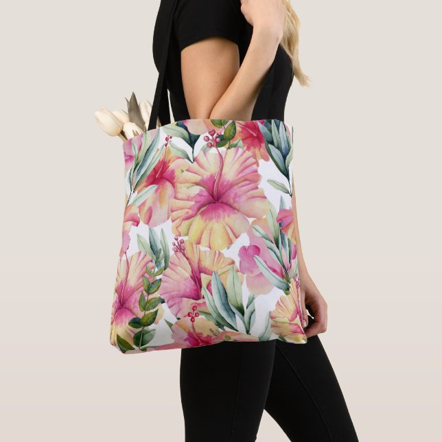 Pink Hibiscus Garden  Tote Bag (Close Up)