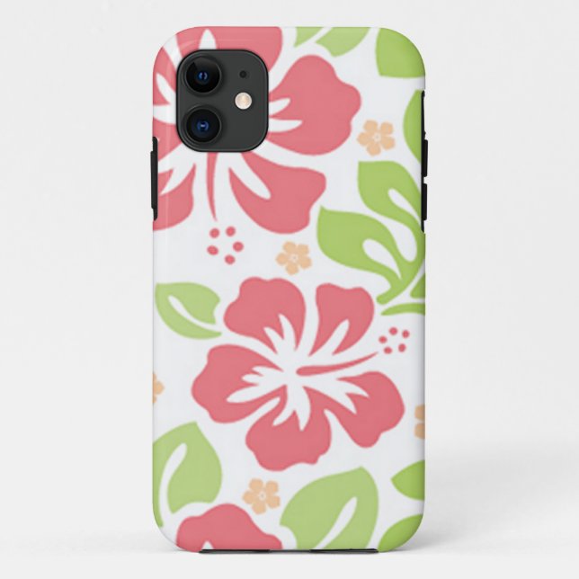 pink hibiscus Hawaiian floral pattern Case-Mate iPhone Case (Back)