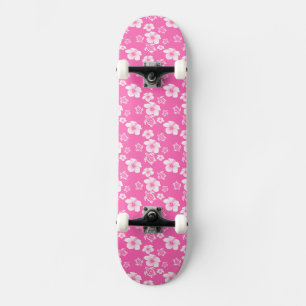 Pink Hibiscus Honu Hawaiian Pattern Skateboard