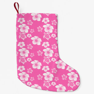 Pink Hibiscus Honu Hawaiian Pattern Small Christmas Stocking