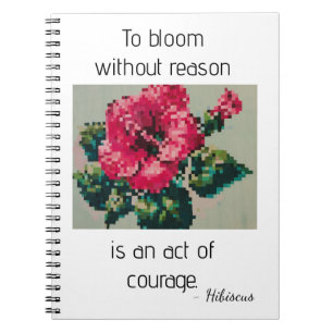 Pink Hibiscus in Gentle Pixels Notebook