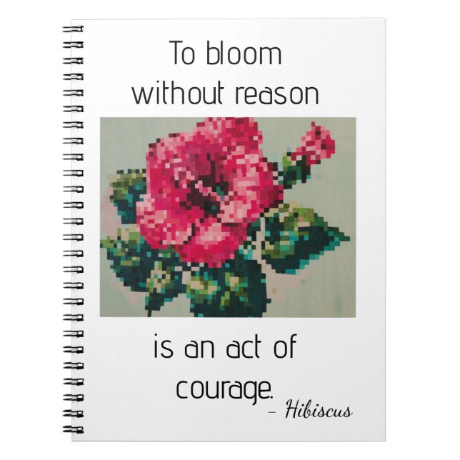 Pink Hibiscus in Gentle Pixels Notebook (Front)