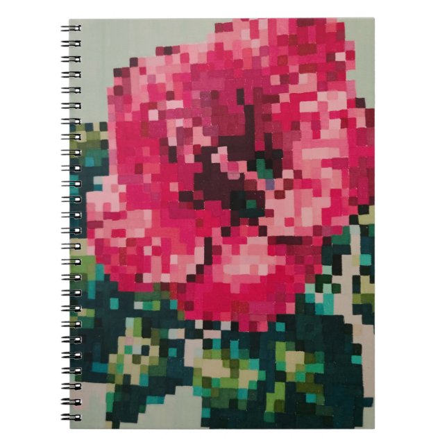 Pink Hibiscus in Soft Pixel Colours Notebook (Front)