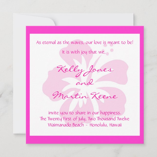 Pink Hibiscus Invite (Front)