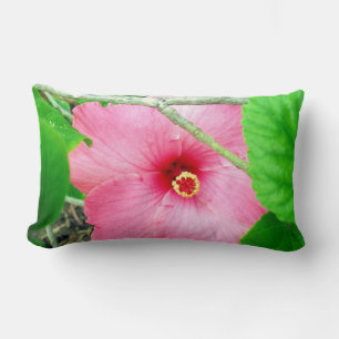 Pink Hibiscus Jungle, Lumbar Cushion. Cushion