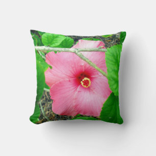Pink Hibiscus Jungle, Throw Cushion. Cushion