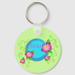 Pink hibiscus - Keychain