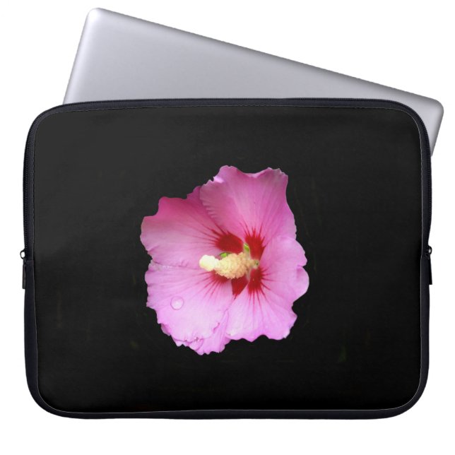 Pink Hibiscus Laptop Case (Front)