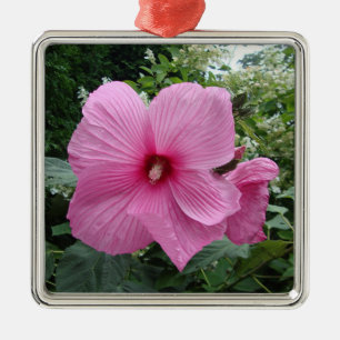 Pink Hibiscus Metal Tree Decoration