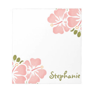 Pink Hibiscus Notepad Personalised