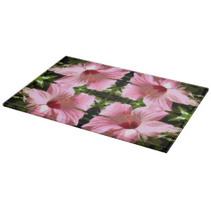 Pink Hibiscus Pattern Cutting Board
