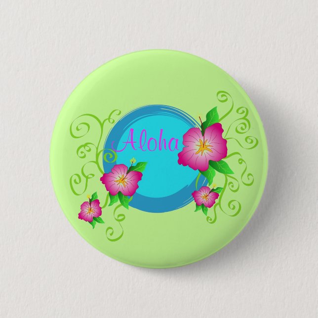 Pink hibiscus - Pin button (Front)