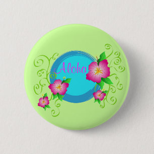 Pink hibiscus - Pin button