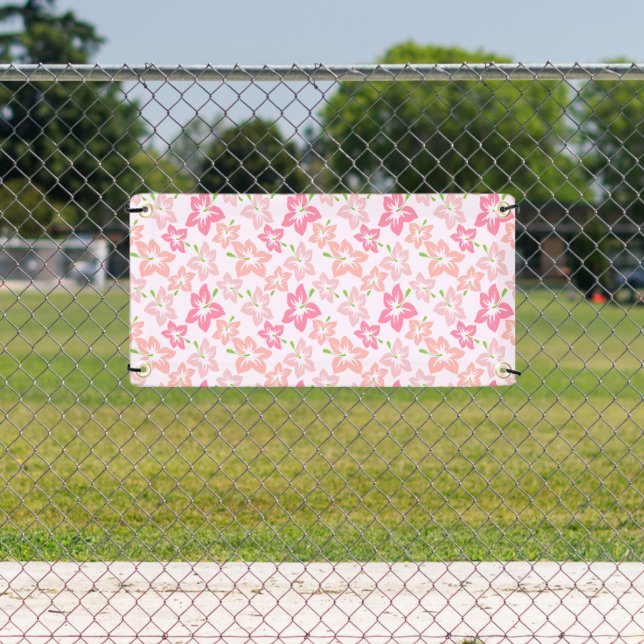 Pink Hibiscus, Pink Flowers, Pattern Of Flowers Banner (Insitu)