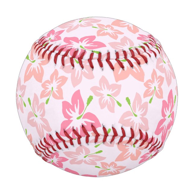 Pink Hibiscus, Pink Flowers, Pattern Of Flowers Baseball (Back)