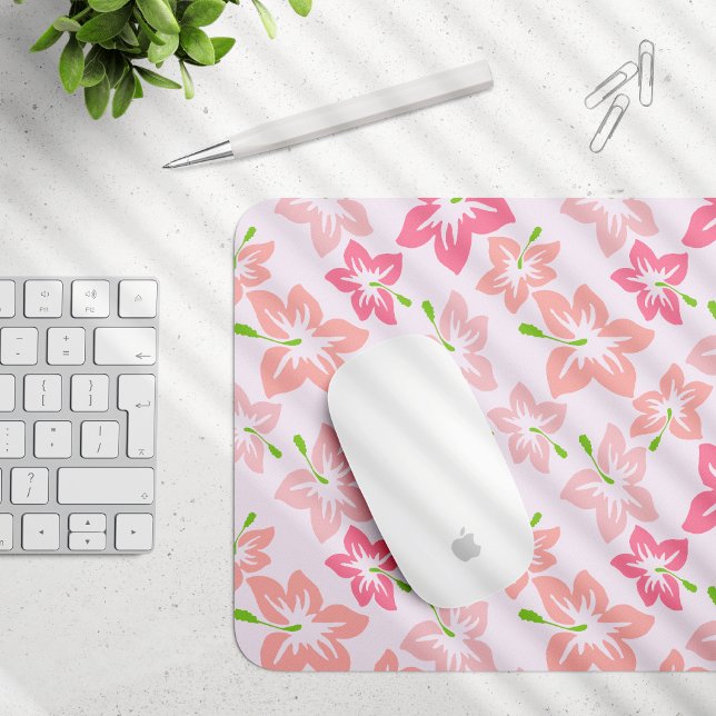 Pink Hibiscus, Pink Flowers, Pattern Of Flowers Mouse Pad (Creator Uploaded)