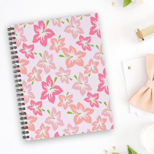 Pink Hibiscus, Pink Flowers, Pattern Of Flowers Notebook