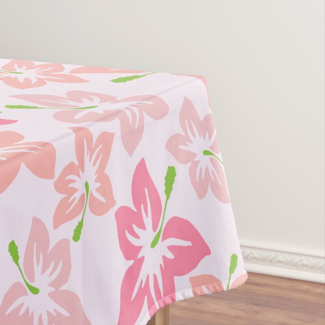 Pink Hibiscus, Pink Flowers, Pattern Of Flowers Tablecloth (In Situ)