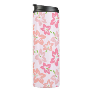 Pink Hibiscus, Pink Flowers, Pattern Of Flowers Thermal Tumbler