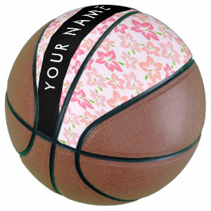 Pink Hibiscus, Pink Flowers, Your Name Basketball