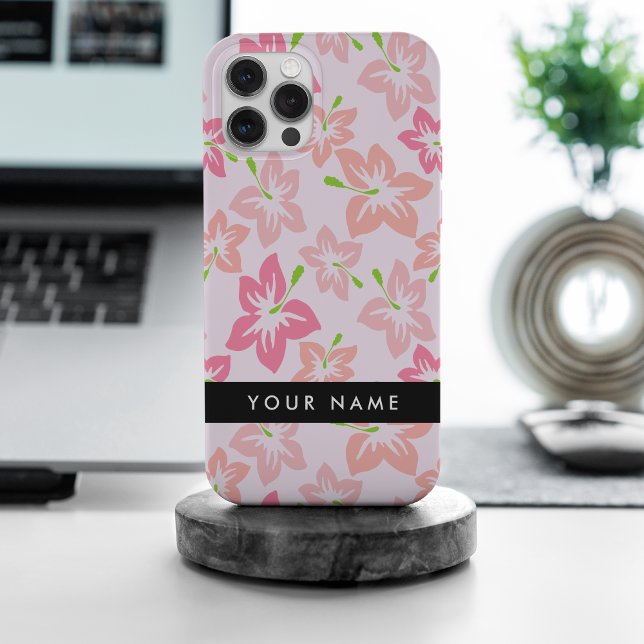Pink Hibiscus, Pink Flowers, Your Name iPhone Case (Creator Uploaded)