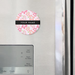 Pink Hibiscus, Pink Flowers, Your Name Magnet