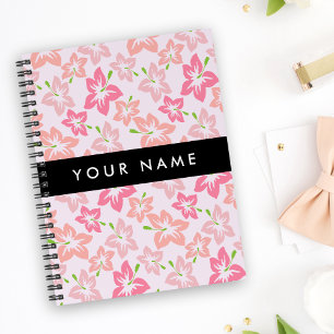 Pink Hibiscus, Pink Flowers, Your Name Notebook