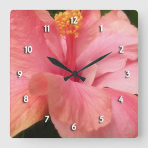 Pink Hibiscus Round Clock