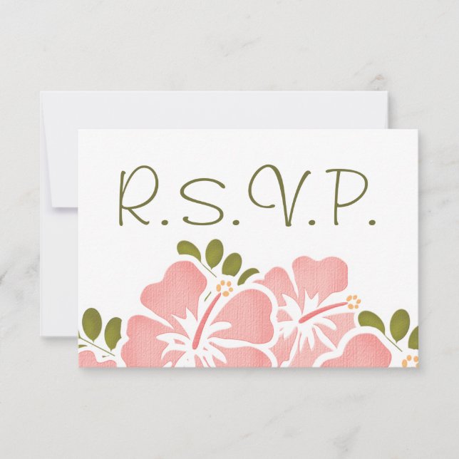 PINK HIBISCUS RSVP WEDDING RESPONSE CARDS (Front)
