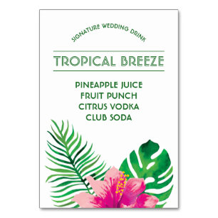 Pink Hibiscus Signature Drink Table Number