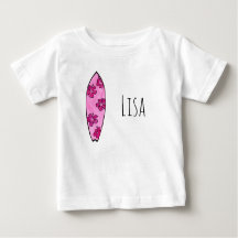 Pink hibiscus Surfboard with customisable name