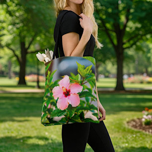 Pink Hibiscus Tote Bag