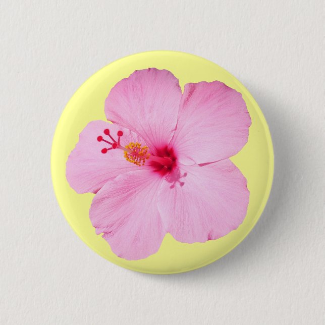 Pink Hibiscus Tropical Flower 6 Cm Round Badge (Front)