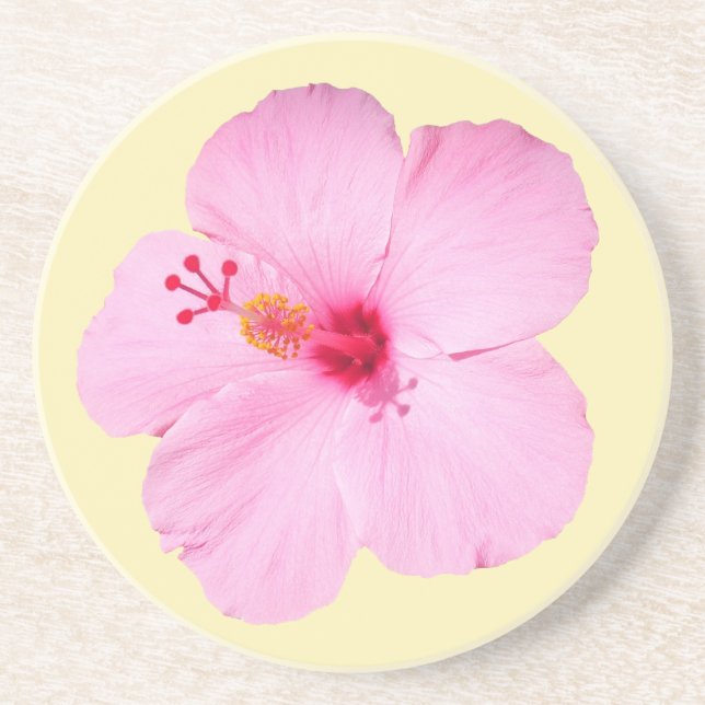 Pink Hibiscus Tropical Flower Coaster (Front)