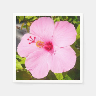 Pink Hibiscus Tropical Flower Napkin