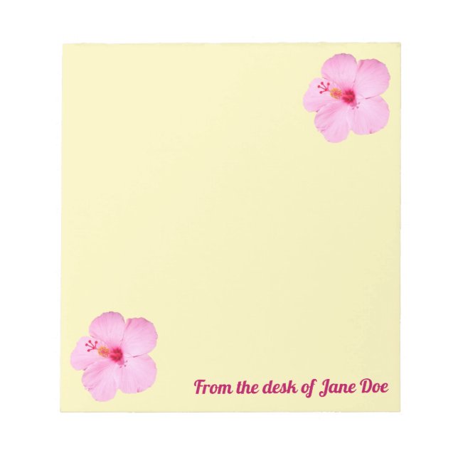 Pink Hibiscus Tropical Flower Notepad (Front)