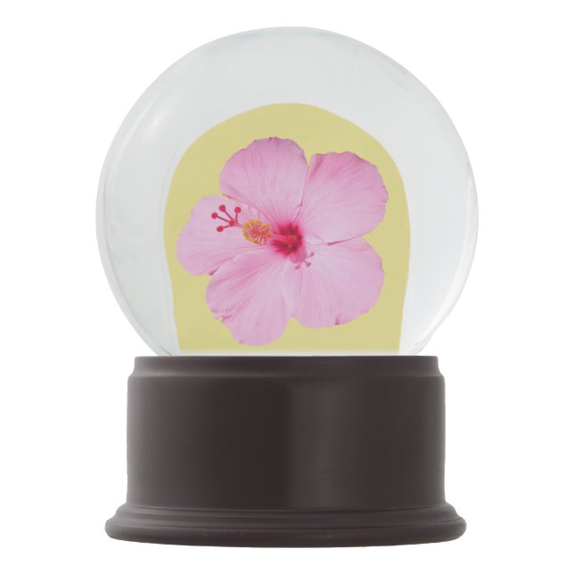 Pink Hibiscus Tropical Flower Snow Globe (Back)