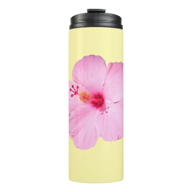 Pink Hibiscus Tropical Flower Thermal Tumbler (Front)