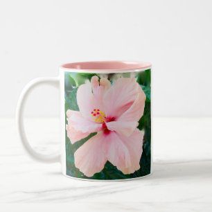 Pink Hibiscus Two-Tone Coffee Mug