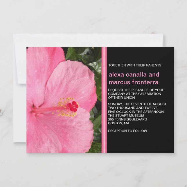 Pink Hibiscus Wedding Invitation (Front)
