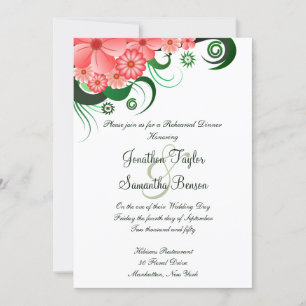 Pink Hibiscus Wedding Rehearsal Dinner Invitation